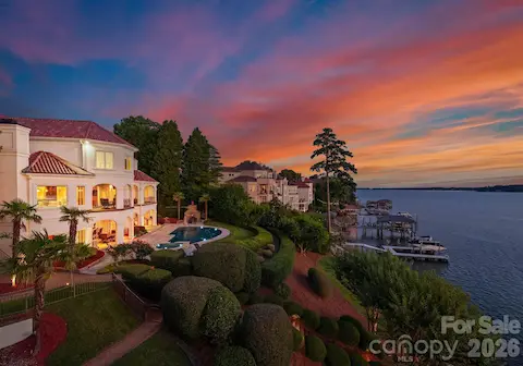 Mediterranean villa living on the shores of Lake Norman.