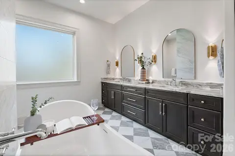 Gorgeous primary bath with soaking tub and walk-in shower