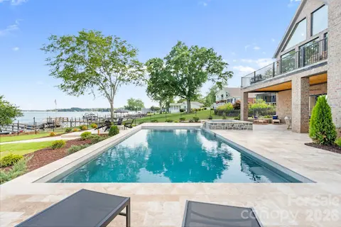 Heated salt-water pool/spa and Travertine Pool Deck