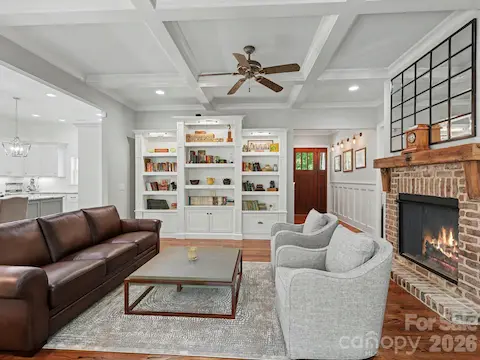Great room with built-ins and fireplace /gas logs
