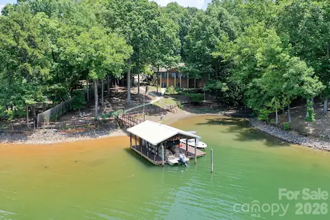 Drone view of covered dock