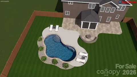 Conceptual pool rendering provided by the seller. Pool and landscaping shown are for illustrative purposes only and are not existing improvements.