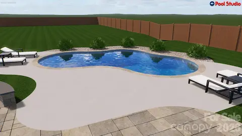 Conceptual pool rendering provided by the seller. Pool and landscaping shown are for illustrative purposes only and are not existing improvements.