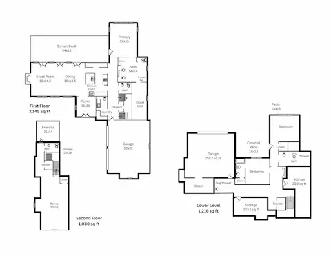 4,441 sq ft 3 bedrooms/3 full and 2 half baths