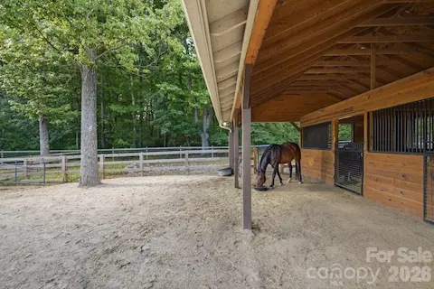 Stalls open to covered lean to and dry lot