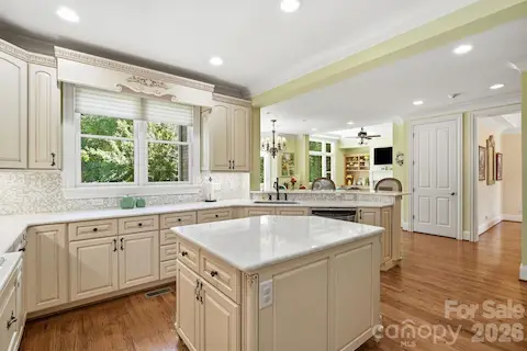 Kitchen overlooks the lake