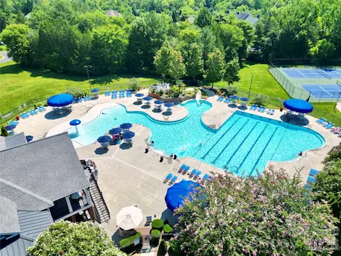 Pool with Splash pad area and slide