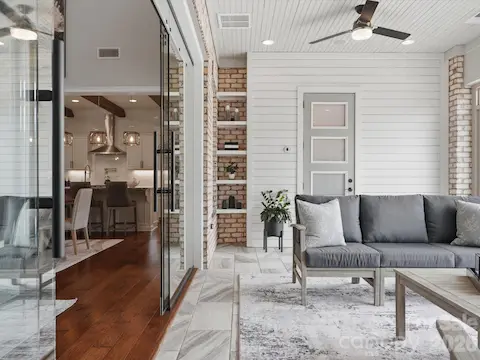 Sunroom with view of Full Bath Door
