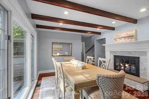 Dining Room with a Stunning Fireplace