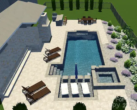 pool design rendering for back yard