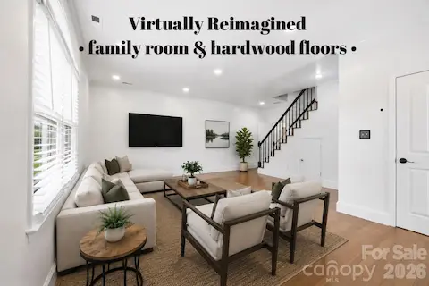 Virtually staged gym as family room