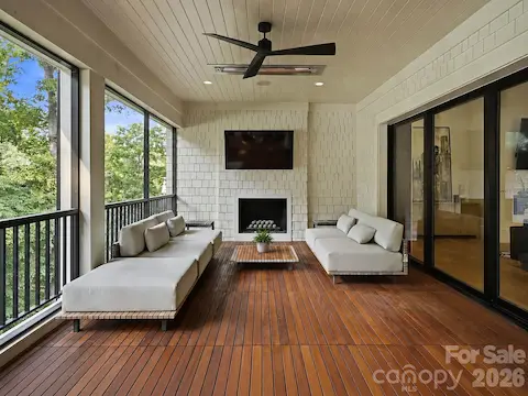 Cozy up on a cool night on the screened in porch- featuring heat lamps and a fireplace.