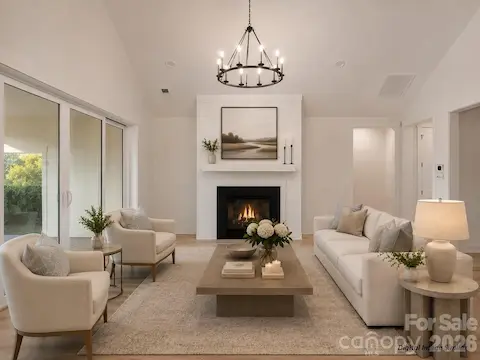 Vaulted Living Room with Fireplace