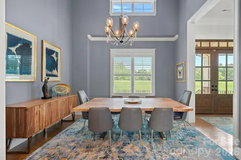Dining room with custom height ceilings