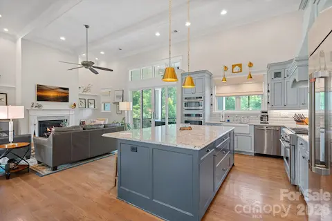 Beautiful expansive island in custom kitchen