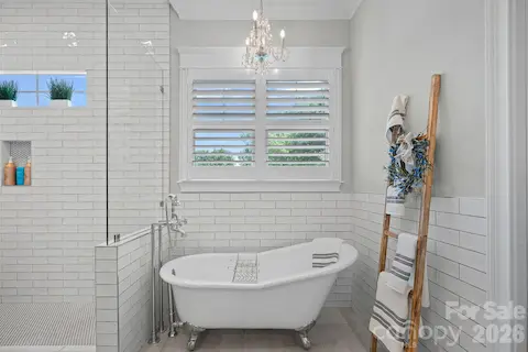 Beautiful soaking tub and shower areas