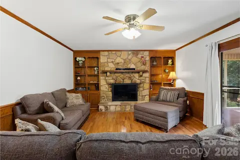 Beautiful fireplace and built ins