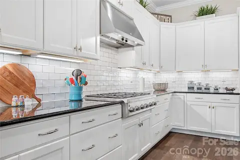 Beautiful White Kitchen With all  Six Burner Gas Stove
