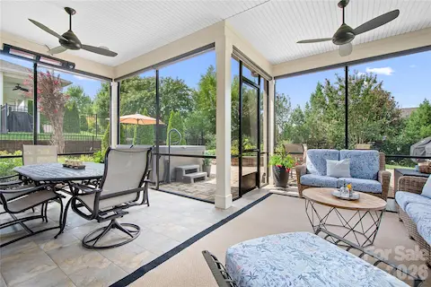Screened Porch With Tile, Radiant Heat, Fans, Pull Down Shades, Sonus Speaker, TV Mount