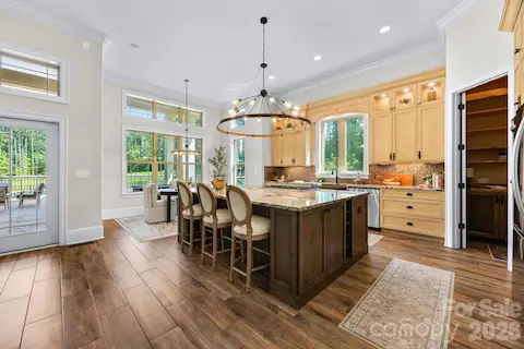 Large natural edge granite island