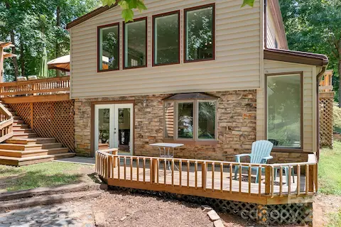 Multiple decks provide the perfect place to entertain, no matter the time of day.