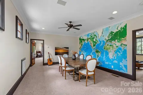 Large multi-use space could accommodate a pool table.