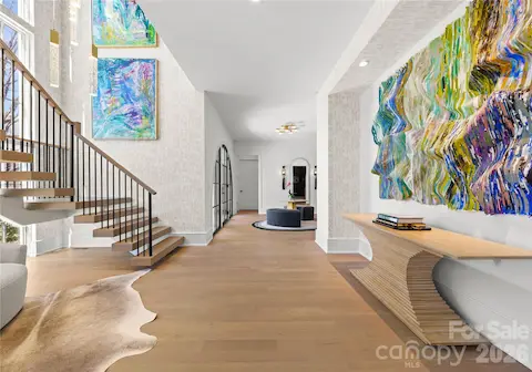 Entry foyer with Clark Hall oversized steel door.