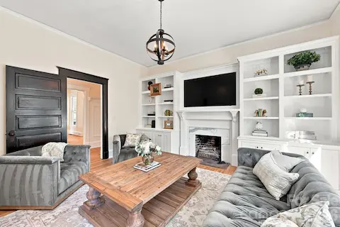 Library with door to wrap around desk