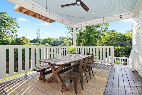 Rear porch for outdoor dining