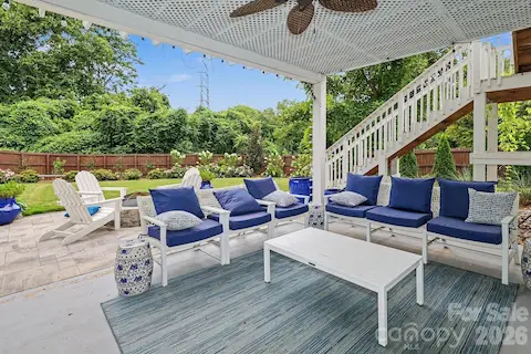 Rear patio seating area