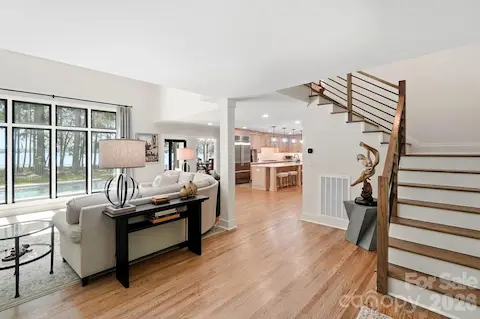 Great room with huge views, soaring ceilings, open to kitchen
