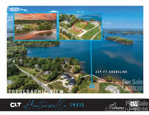 Topographic aerial with approximate lot outline — 234 feet of Lake Norman shoreline on 1.94 cleared acres