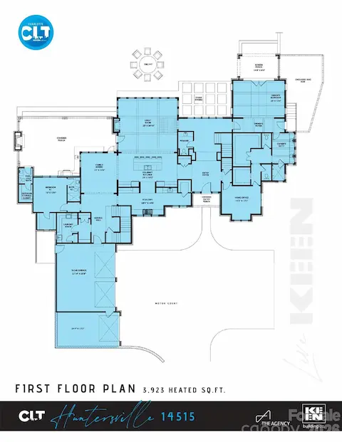 First floor plan — 3,923 heated SF per builder concept plans; layout and dimensions subject to change