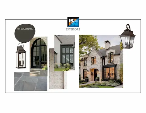 Exterior design concept board — selections subject to change