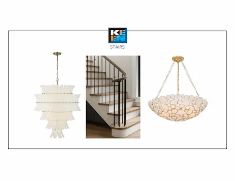 Stair hall lighting design concept — selections subject to change