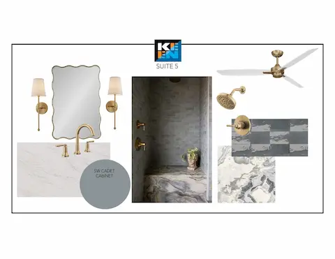 Suite 5 bath design concept — selections subject to change