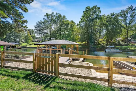 Composite wood sundeck and dock.