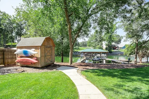 Shed storage for all of your yard/lake items.