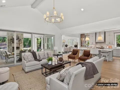 Open Floorplan that flows into Kitchen,  Dining Room, & Covered Outdoor Terrace