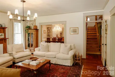 view from living room into hall, and dining