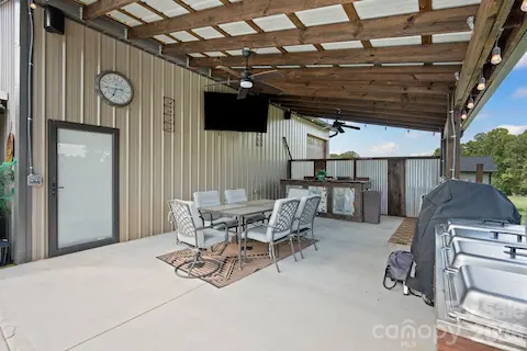 Outdoor dining and cooking area