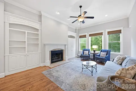 Gas Log Fireplace and Built-Ins