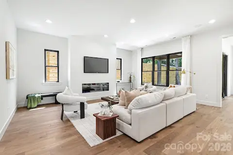 Living Space with 60” linear natural-gas fireplace