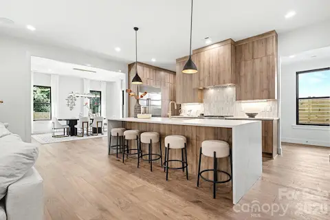 Oversized waterfall kitchen island