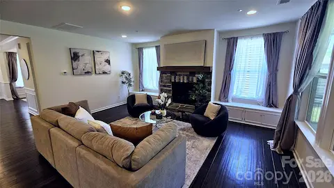 Spacious great room with gas fireplace