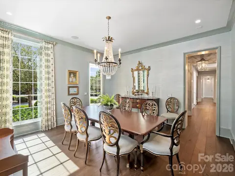 Formal dining has hidden storage for china.