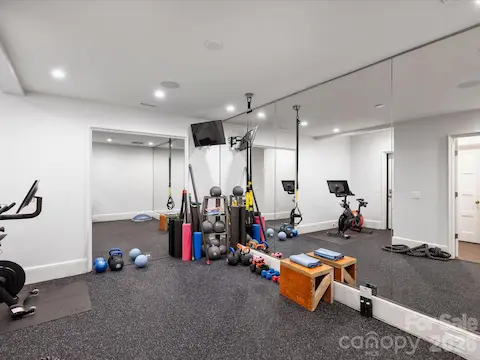 Lower level exercise room