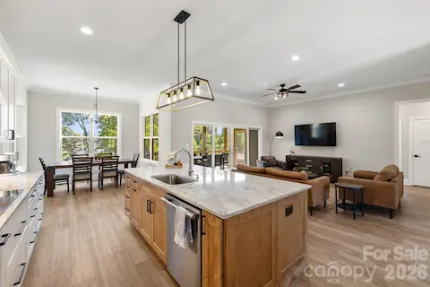 Kitchen overlooking Living Room