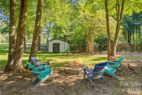 Fire pit viewed from the lake