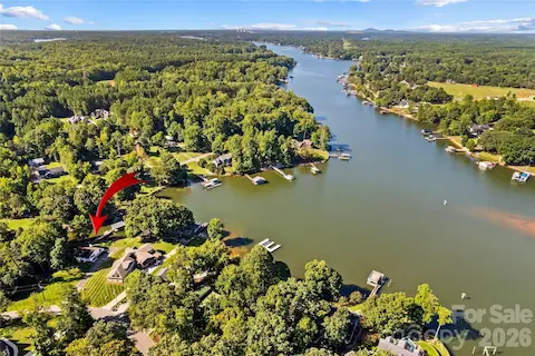 Aerial view showing lake location